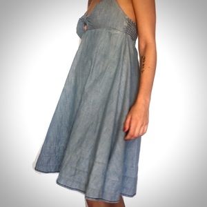 Denim Halter Sweetheart Dress